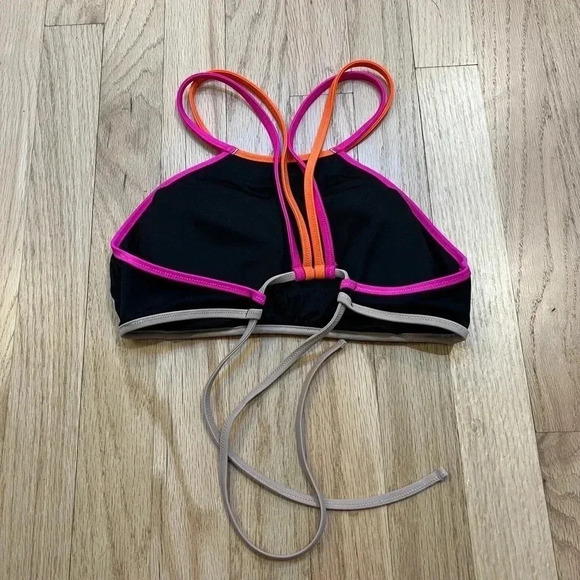 Victorias Secret Women’s Black High Neck Colorblock Racerback Bikini Top Small - Picture 3 of 4
